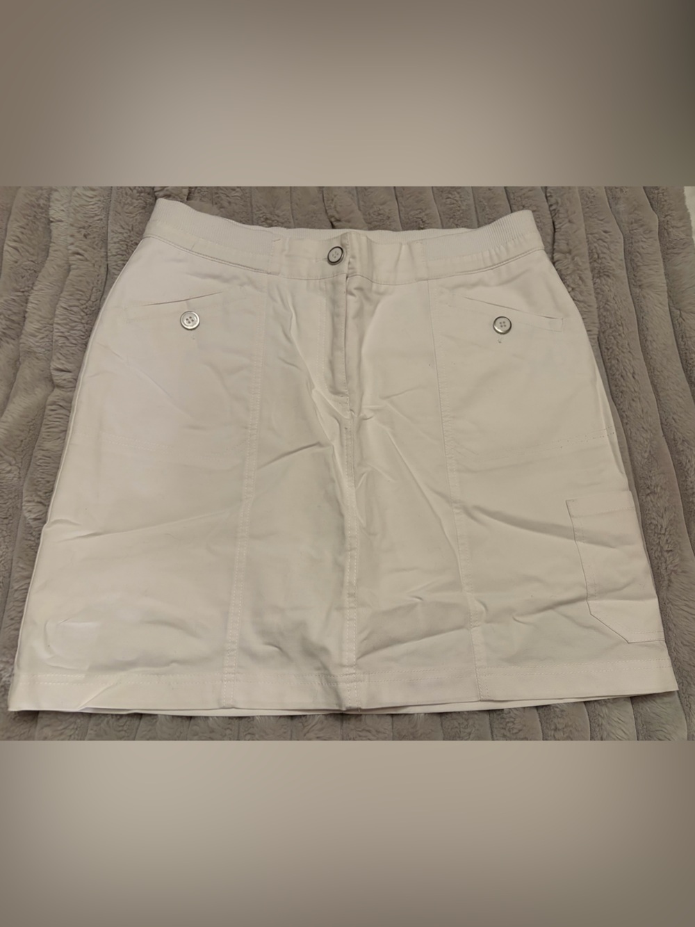 Alia White Skort with Button Detail